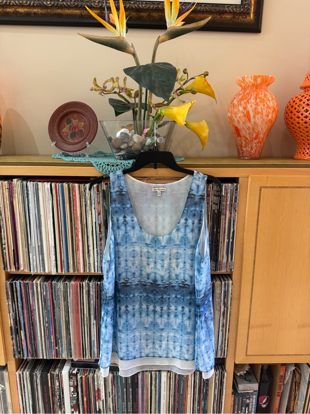 DRAMATIC PRICE DROP/Calvin Klein Jeans Blue Tie-Dye print layered XL tank top